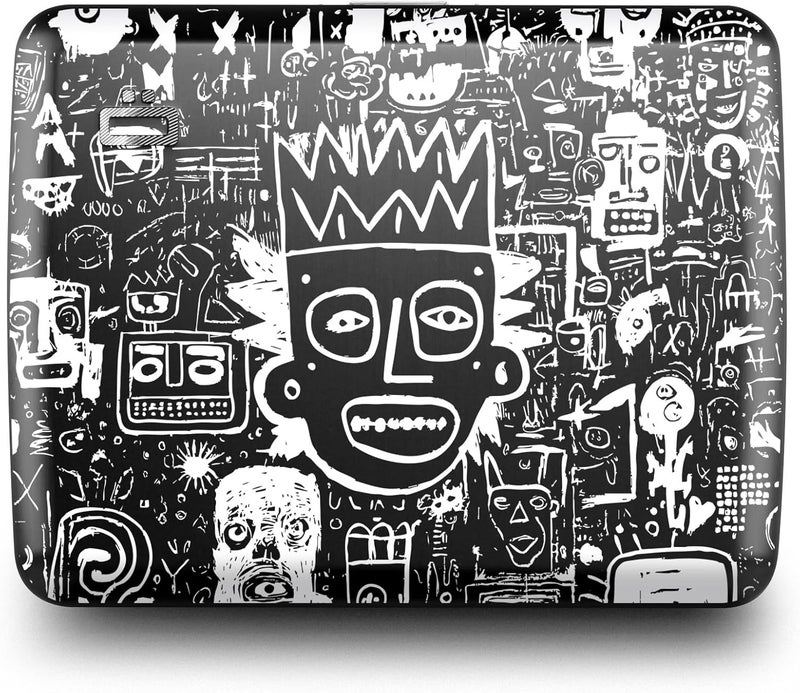 ÖGON -DESIGNS- Aluminum wallet, Large capacity with metal lock, RFID Protection against fraud and demagnetization, model Smart Case OSLO Large (Engraving Pop Art) - Image 1